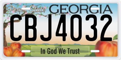 GA license plate CBJ4032