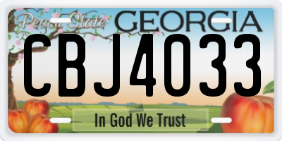 GA license plate CBJ4033