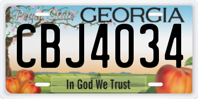 GA license plate CBJ4034