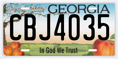 GA license plate CBJ4035