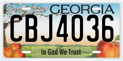 GA license plate CBJ4036