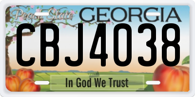 GA license plate CBJ4038