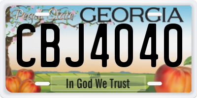 GA license plate CBJ4040