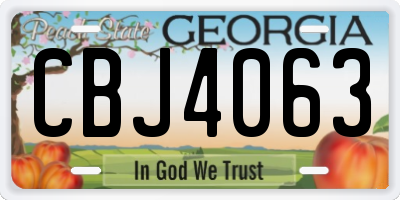GA license plate CBJ4063