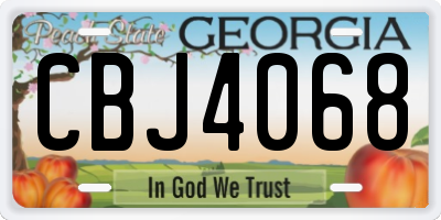 GA license plate CBJ4068