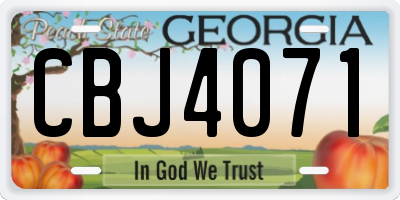 GA license plate CBJ4071