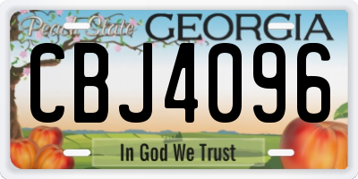 GA license plate CBJ4096