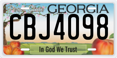 GA license plate CBJ4098