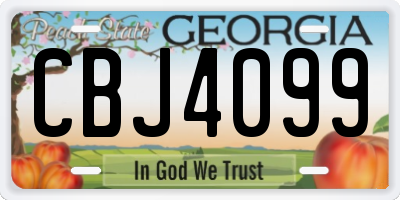 GA license plate CBJ4099