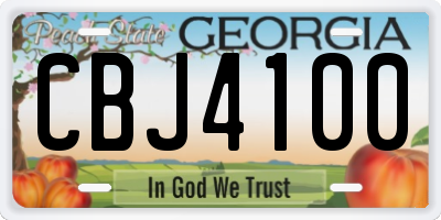 GA license plate CBJ4100
