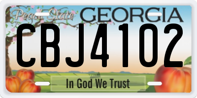 GA license plate CBJ4102