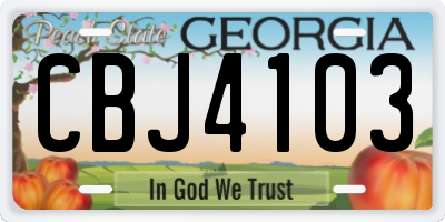 GA license plate CBJ4103