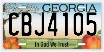 GA license plate CBJ4105