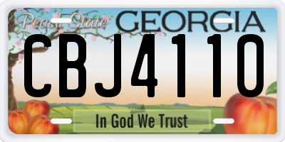 GA license plate CBJ4110