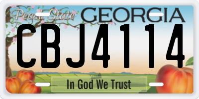 GA license plate CBJ4114