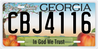 GA license plate CBJ4116