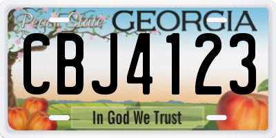 GA license plate CBJ4123