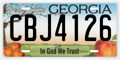 GA license plate CBJ4126