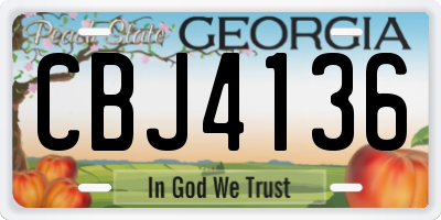 GA license plate CBJ4136