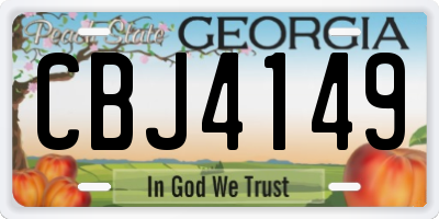 GA license plate CBJ4149