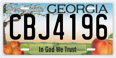 GA license plate CBJ4196