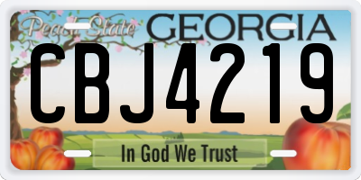 GA license plate CBJ4219