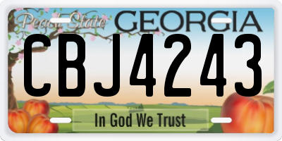 GA license plate CBJ4243