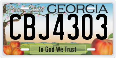 GA license plate CBJ4303