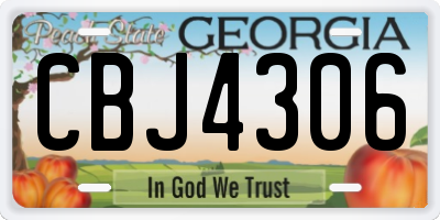 GA license plate CBJ4306