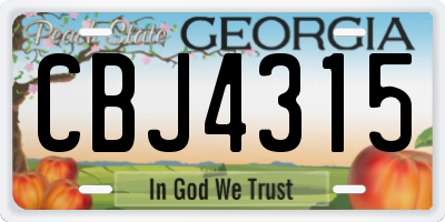 GA license plate CBJ4315