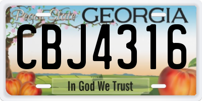 GA license plate CBJ4316