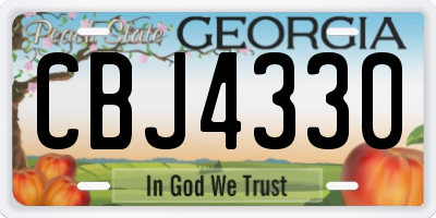 GA license plate CBJ4330