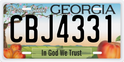 GA license plate CBJ4331