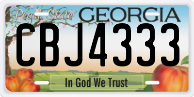 GA license plate CBJ4333