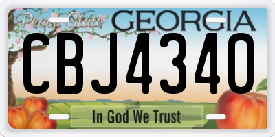 GA license plate CBJ4340