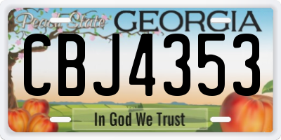 GA license plate CBJ4353