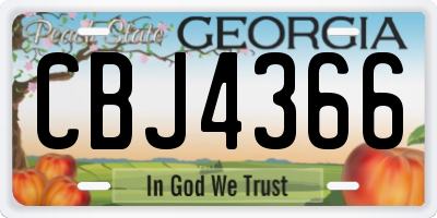 GA license plate CBJ4366
