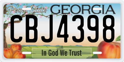 GA license plate CBJ4398