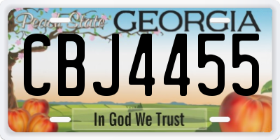 GA license plate CBJ4455