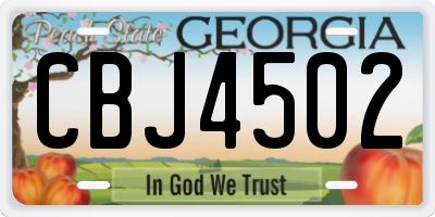GA license plate CBJ4502