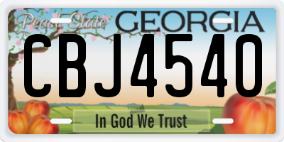 GA license plate CBJ4540
