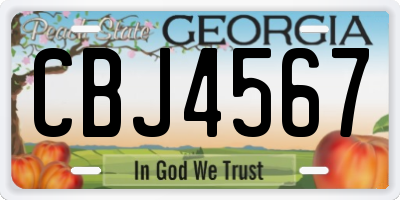 GA license plate CBJ4567
