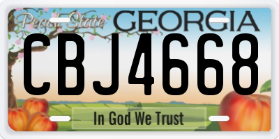 GA license plate CBJ4668