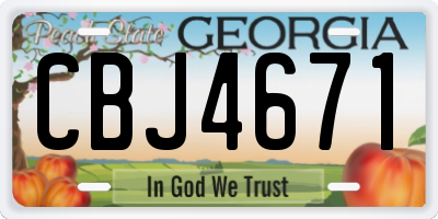 GA license plate CBJ4671