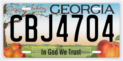 GA license plate CBJ4704