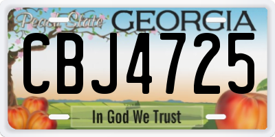 GA license plate CBJ4725