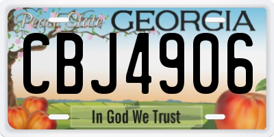 GA license plate CBJ4906