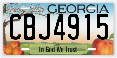 GA license plate CBJ4915