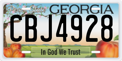 GA license plate CBJ4928