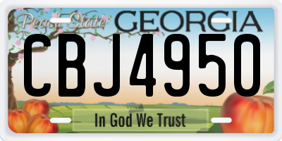 GA license plate CBJ4950